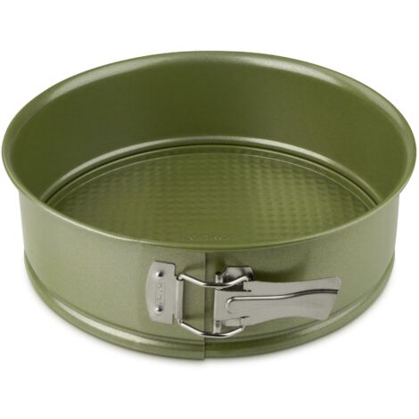 Zenker Stampo Tortiera Apribile a 1 Fondo con Cerniera Ø24 cm, in Acciaio Carbon Steel Rivestimento Antiaderente in Cera di Carnauba, Colore Verde Oliva, Linea Green Vision