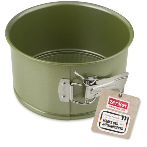 Zenker Stampo Tortiera Panettone Apribile a 1 Fondo con cerniera Ø18 x 10 cm Fetta Alta, in Acciaio Rivestimento Antiaderente in Cera di Carnauba, Colore Verde Oliva, Linea Green Vision