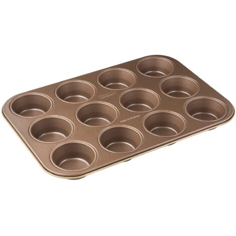 Zenker teglia per Muffin/Cupcake Linea Mojave Gold Dorata 12 Impronte ø 7 cm. con Rivestimento Antiaderente con Particelle minerali di Rinforzo - Dimensioni: 38,5x26,5x3 cm