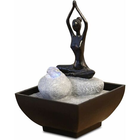 Zen'Light YOGA2 - Fontana in poliresina, 12 x 12 x 17 cm, colore: nero