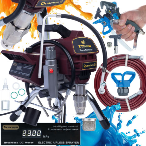 Zenthril Quantum G Station de Peinture Airless – 2200W, 200 Bar, 2,8L/min, Buse 0,025"  Moteur Brushless, Écran LCD, ZenControl  Pour Peintures à Eau et Solvants  Outil Pro