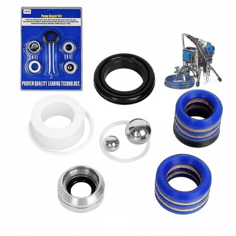 Zenthril Set Kit Réparation Pompe Surge WF/Pulse D/Vortex E – Joints Teflon/V-Ring, Billes Acier  Montage Facile  Pour Pulvérisateur Airless  Accessoire Peinture