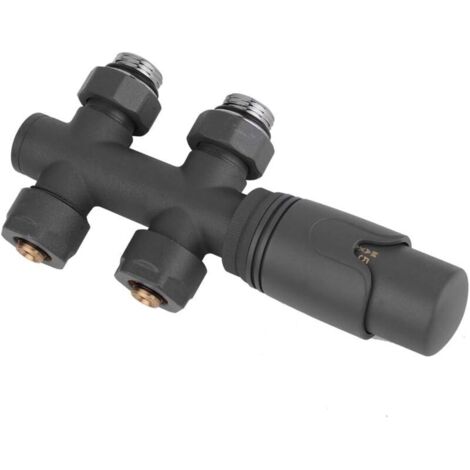 Zentralanschluss-Set mit Thermostat für Heizkörper – 50 mm – 5 einstellbare Stufen, 10 bar – Thermostatventile für Heizkörper, Anthrazit
