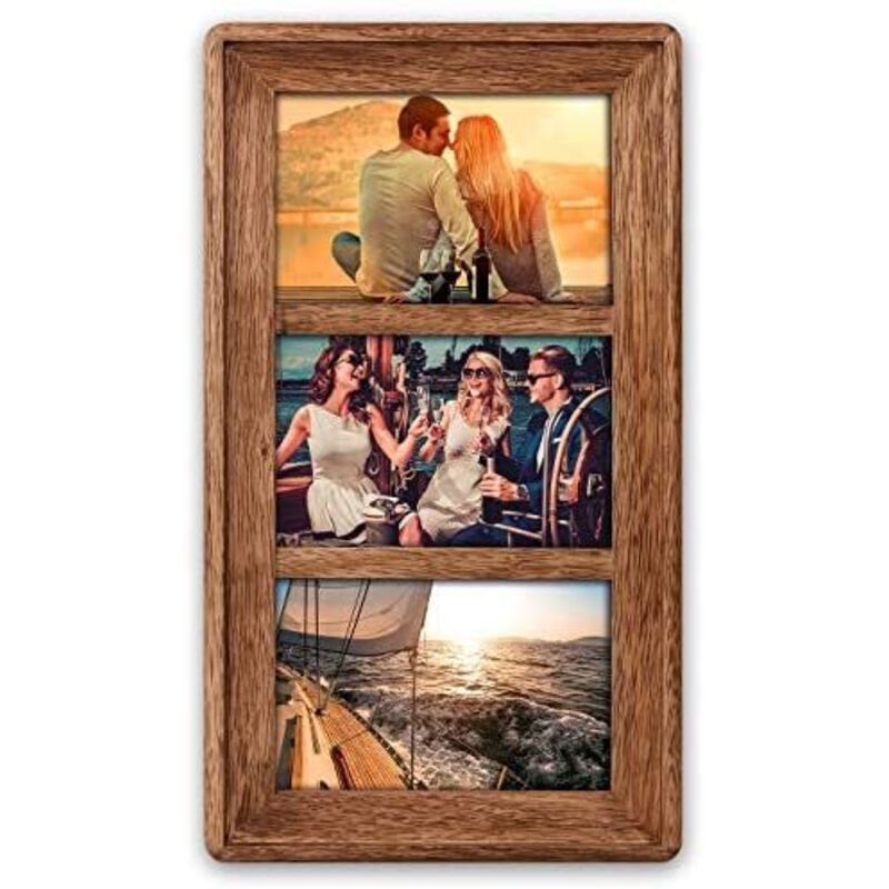 Zep BM364 Cadre en bois Rhone, cadre mural ou de table multi-photo pour 3 photos, brun.