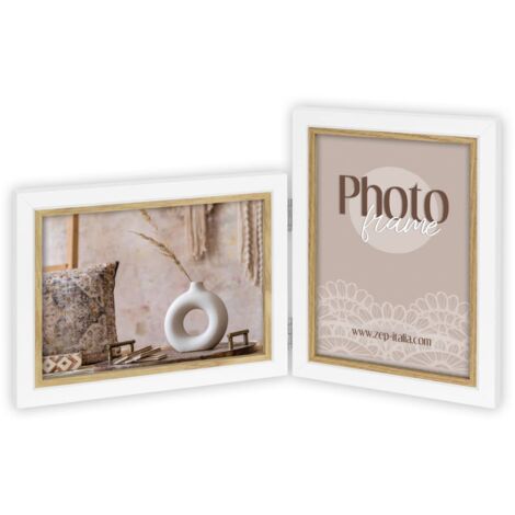 ZEP Doppia cornice Ayas 2 foto 13 x 18 cm verticale e orizzontale, BIANCO E MARRONE, CV437