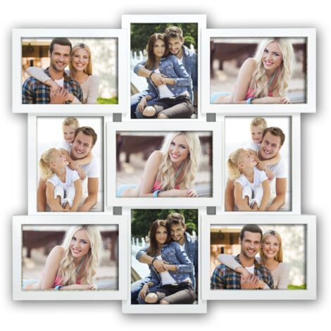 ZEP XB14W Santander Multipla per 9 Foto, in Resina, 13 x 18 cm, Colore: Bianco, vetro