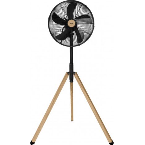 ZEPHIR Ventilatore A Cavalletto In Metallo Nero Effetto Legno 45Cm