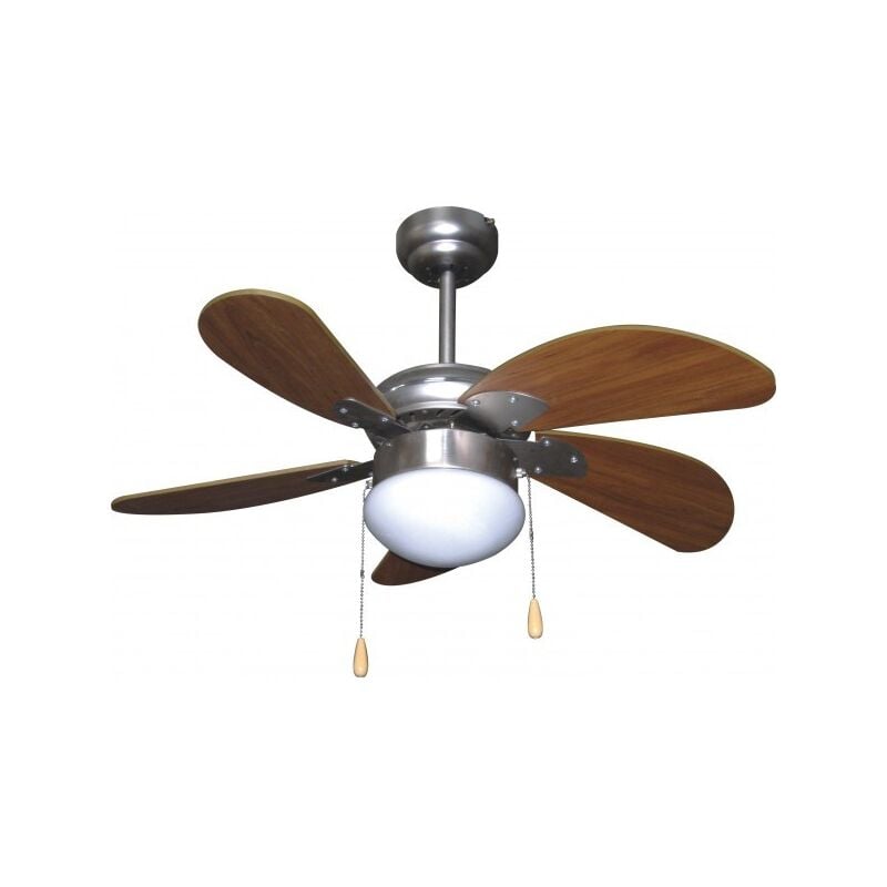 Image of Zephir - Ventilatore a Soffitto 5 Pale con Luce Ø76cm Colore Noce