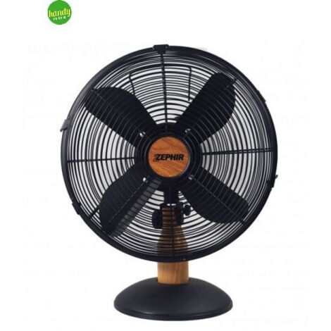ZEPHIR Ventilatore Da Tavolo In Metallo Nero Effetto Legno 40Cm