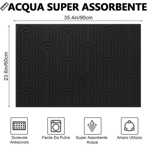 – Zerbino antiscivolo 60 x 90 cm – Zerbino lavabile per uso interno ed esterno – Bordi rinforzati per un utilizzo intensivo – Nero