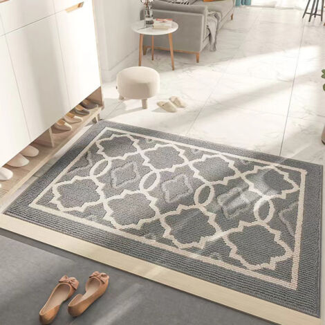 Zerbino antiscivolo, assorbente e resistente per interni ed esterni, zerbino d'ingresso lavabile in lavatrice, cattura la polvere - 50 x 80 cm, grigio