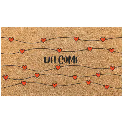 Zerbino Cocco/Pvc Welcome Cuori Cm 40X 70 Xtra