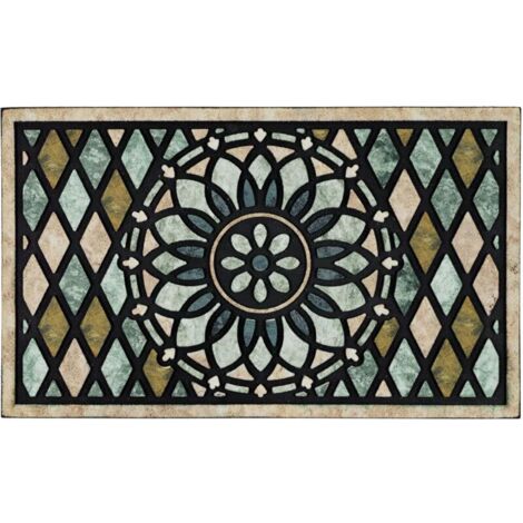 Zerbino d'ingresso da 24 x 36 pollici, zerbino da esterno per la casa, zerbino per esterni, retro in gomma antiscivolo resistente, profilo basso, floreale