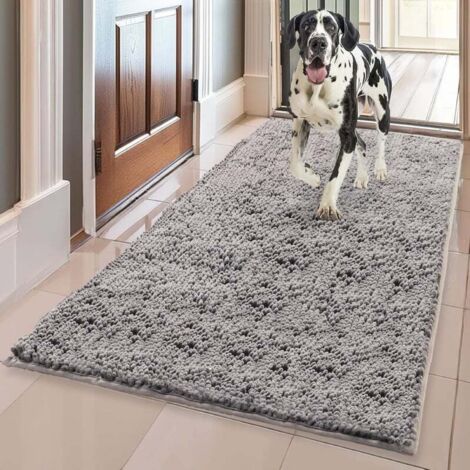 Zerbino e tappeto in microfibra per animali domestici, altamente assorbente, antiscivolo, spesso, lavabile, in morbida ciniglia, per interni ed esterni, 60 x 150 cm - Grigio