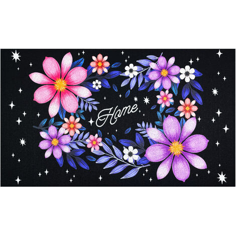 Zerbino Gomma Floccato Moderno Asciugapassi  Flower home