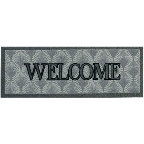 Zerbino Gomma Ingresso Scala Antiscivolo 25x70 Asciugapassi Welcome 100% Made In Italy - B