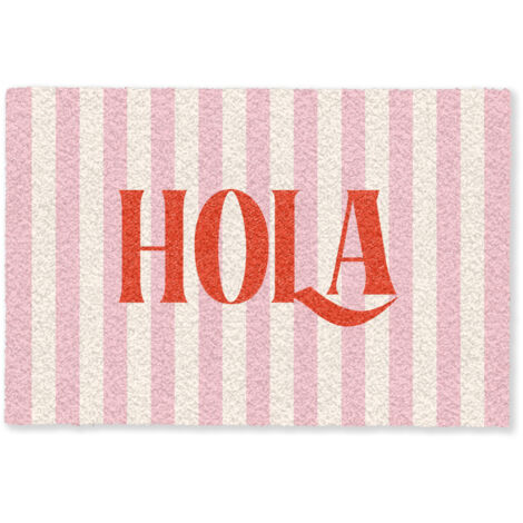 ZERBINO Hola - Citazione - Strisce - Pastello - Rosa - Rosso - Bianco 60x40 cm