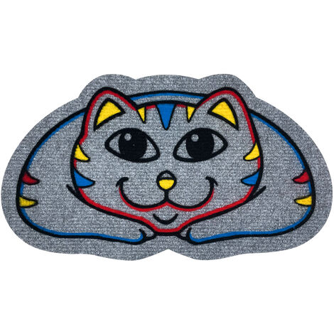 Zerbino Ingresso Resistente A Forma Animale Antiscivolo Gatto Grigio
