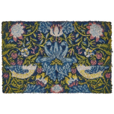 Zerbino moderno per interni 40 x 60 cm Motivo floreale in fibra di cocco Fondo antiscivolo in PVC Multicolore Sakesar