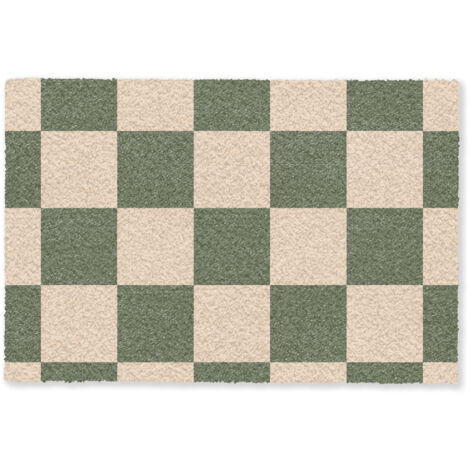 ZERBINO Stampa a scacchiera - Verde - Beige - Blocchi 90x60 cm