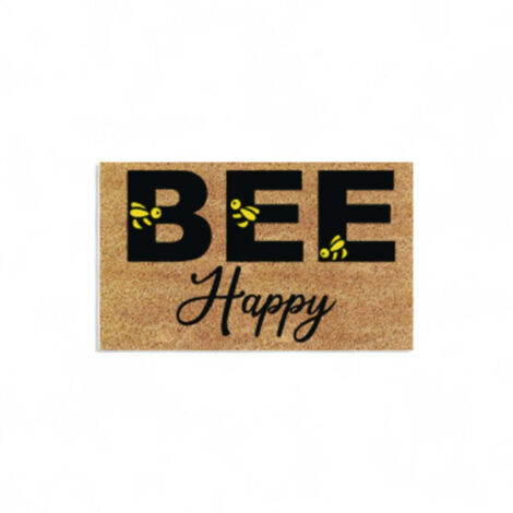 Zerbino tappeto in cocco con fondo in pvc antiscivolo 40x70 cm Bee Happy