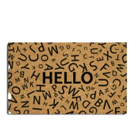Zerbino tappeto in cocco con fondo in pvc antiscivolo 40x70 cm Hello
