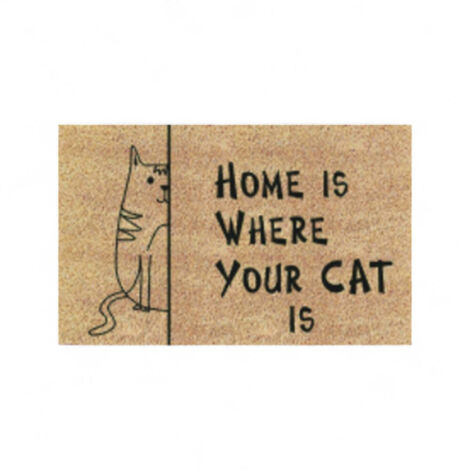 Zerbino tappeto in cocco con fondo in pvc antiscivolo 40x70 cm Home Is Where Your Cat Is
