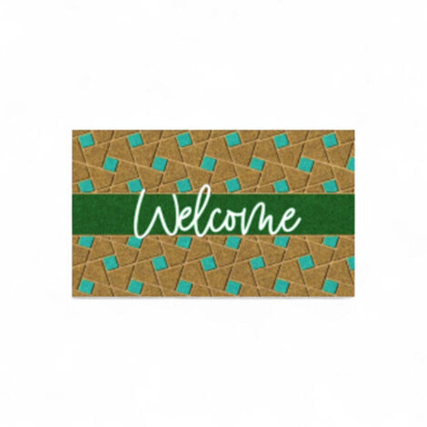 Zerbino tappeto in cocco con fondo in pvc antiscivolo 40x70 cm Welcome Green