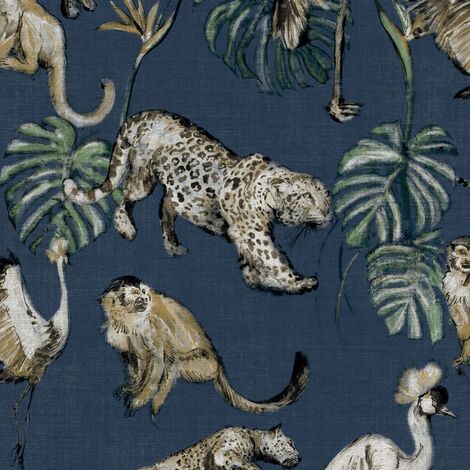 Zero Carta da Parati Exotic Animals Blu Noordwand - Blu