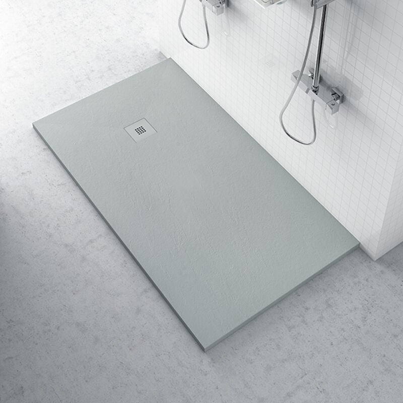 Receveur de douche zéro plan minéral 800x1400 béton en plan minéral avec caillebotis assorti