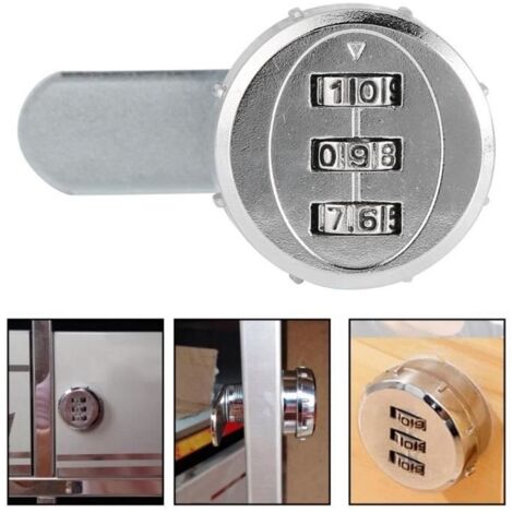 Zerodis Verrouillage par mot de passe Verrou d'armoire à code mécanique à 3 chiffres, chrome, 20 mm / 0,79 po