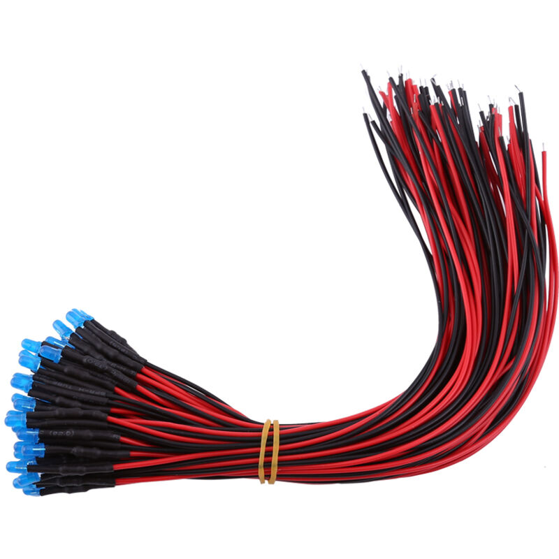 Zerone 50 Pcs Pré Filé DC 12V 3mm 5mm 10mm Multi Couleurs Diffusées LED Diodes Clignotant Ampoule Lampe Pour DIY Jouets Manuel Modèle(3mm-bleu).