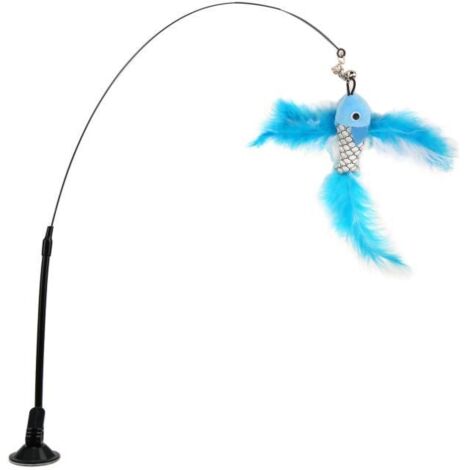 Zerone jouets pour chat Baguette de plume de chat de poche interactive avec bâton de plume de chat drôle avec ventouse pour chats