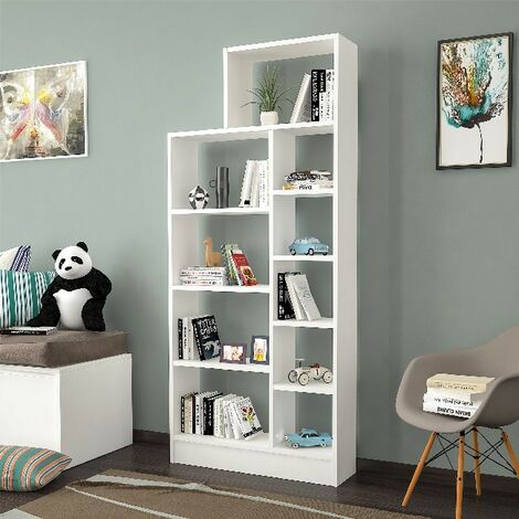 Zerre Buchhandlung Regal Wandschrank Mit Einlegeboeden Vom Wohnzimmer Buero Weiss Aus Holz 75 4 X 22 X 170 8 Cm Hio8681285943767