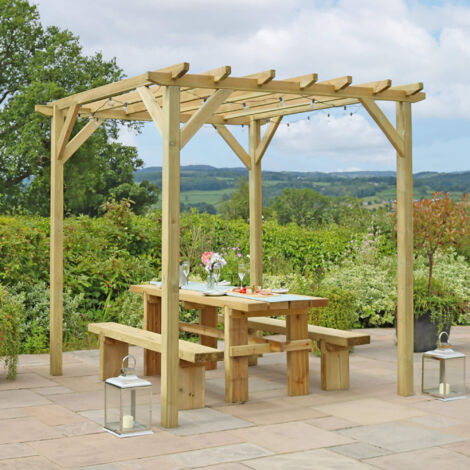 Zest Ascot Wooden Garden Arch Pergola Plant Support Trellis 2.4m