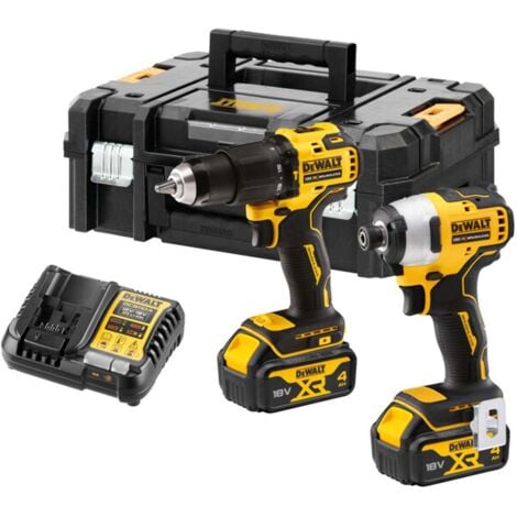 DeWALT Werkzeuge - Akku-Set Schlagbohrschrauber und Schlagschrauber, 18V, 2x 4,0 Ah Akku POWERSTACK, Ladegerät DCK2062M2T