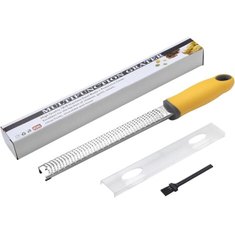 Zesteur Agrumes, Râpe à Fromage en Acier Inoxydable pour Parmesan, Citron, Orange, Gingembre, Ail, Muscade, Chocolat, Légumes, Fruits avec Housse de Protection, Brosse