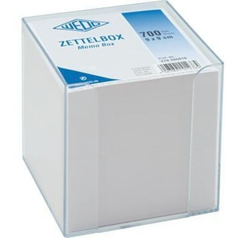 Zettelbox ® 9,5 x 9,5 x 9,5 cm (B x H x T) 9 x 9 cm (B x H) 700 Bl. gefüllt Kunststoff transparent