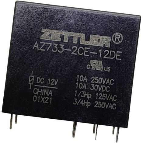 Zettler Electronics AZ733-2CE-9DE Relais pour circuits imprimés 9 V/DC 12 A 2 inverseurs (RT) 1 pc(s) W131622