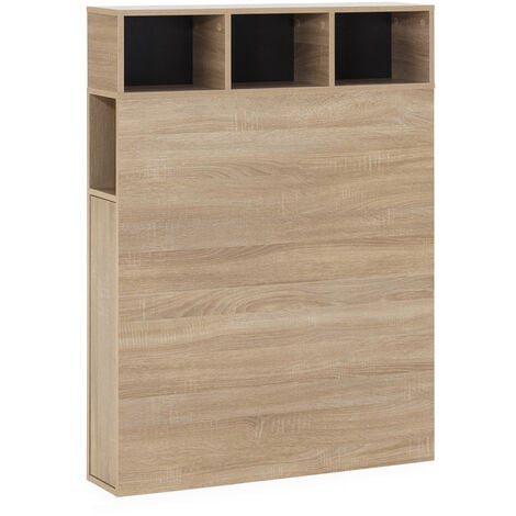 VS VENTA-STOCK Zeus Bettkopfteil 95 cm mit Eichenfarbe Stauraum, 2 Türen 9 Löcher