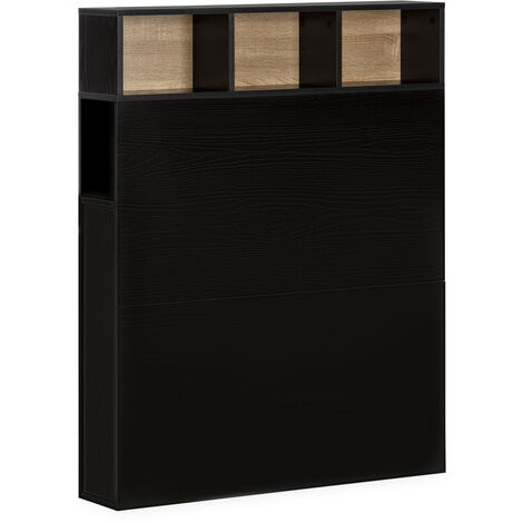 VS VENTA-STOCK Zeus Bettkopfteil 95 cm mit schwarzem Stauraum, 2 Türen 9 Löcher