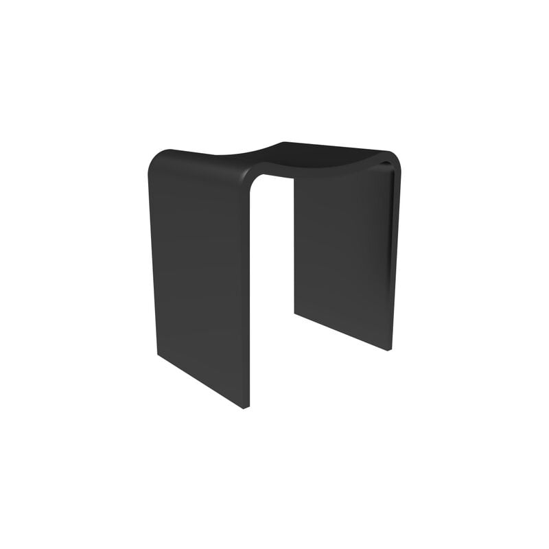 ZEZA Solid Tabouret de salle de bains - 40x30x43 cm - solid surface - noir mat