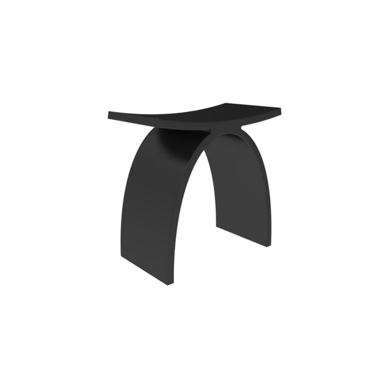 ZEZA Solid Tabouret de salle de bains - 43x23,5x43 cm - solid surface - noir mat