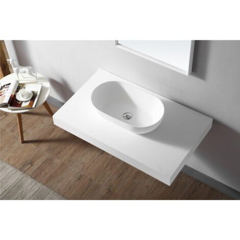ZEZA Solid Vasque à poser - 56x32x15.5cm - solid surface - Blanc mat