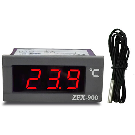 ZFX-900 Eingebettetes Thermometer Kühlschrank Kühlschrank Digital Temperaturanzeige Panel Meter 220V - Schwarz