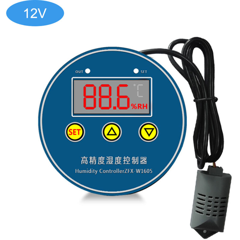 

ZFX-W1605 controlador digital de humedad inteligente interruptor de control de humedad Humidistato Regulador higrometro, 12V