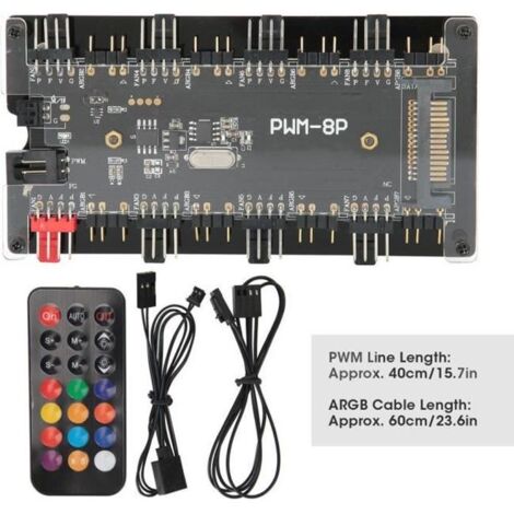 ZHA Télécommande de ventilateur de boîtier Hub de Ventilateur de Boîtier Télécommande Sans Fil PWM+ARGB 2 en 1