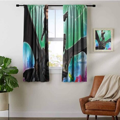 ZhiHdecor Schluckauf und Zahnlos Verdunkelungsvorhänge Artwork 1F Vorhänge de Verdunkelung de Kinderzimmer Schlafzimmer