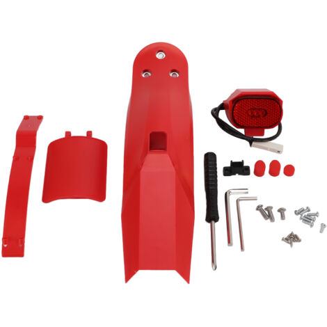 ZHIKAN Hinterradschutz-Set mit Licht und Kennzeichenhalter für Xiaomi PRO2 Scooter, Rot