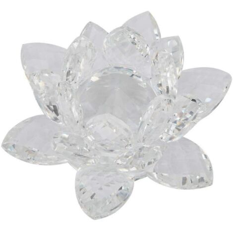 zhuolong Décoration de maison, fête, mariage, fleur de lotus en cristal de quartz, ornements en verre (transparent)